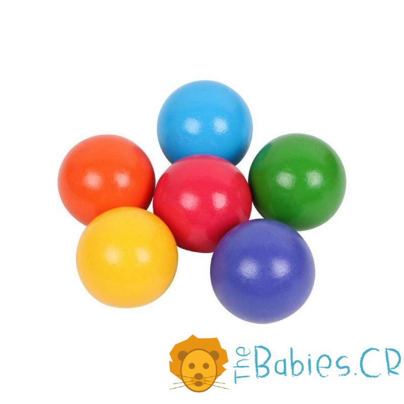 Set de 6 bolas de madera arcoirís rainbow - Imagen 2