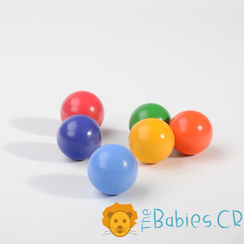 Set de 6 bolas de madera arcoirís rainbow - Imagen 3