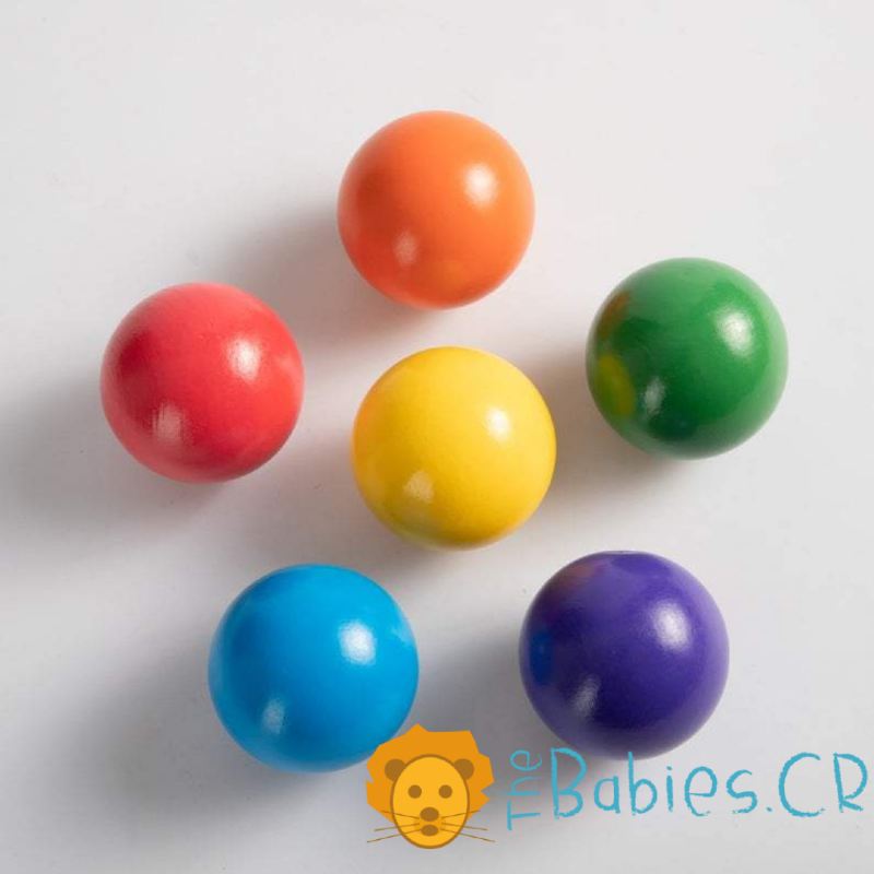 Set de 6 bolas de madera arcoirís rainbow - Imagen 4