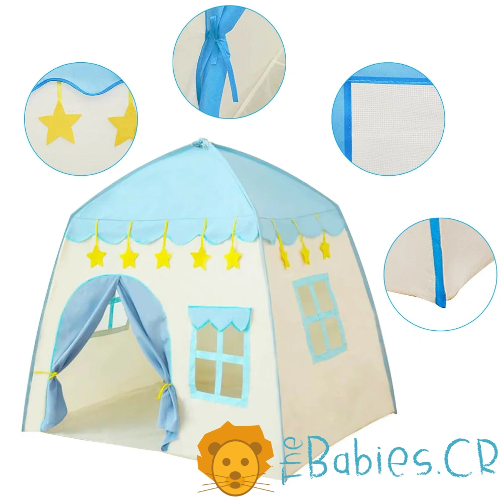 Tienda tipo casita juguete azul - Imagen 3