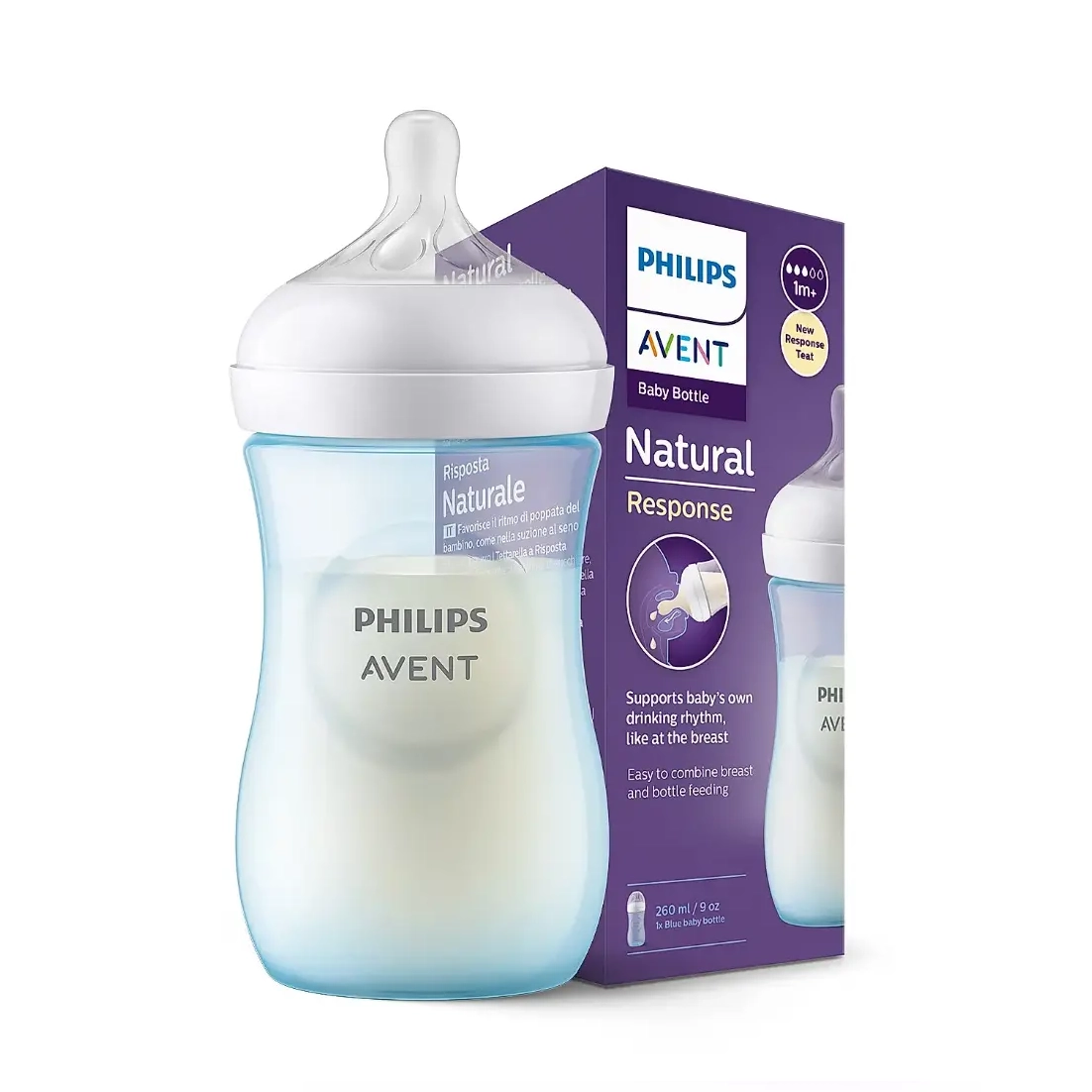 Chupón Anticólico Natural 3.0 Avent Celeste 260ml / 9oz SCY90321 - Imagen 3