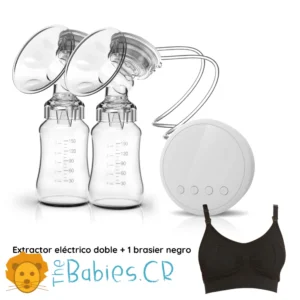 Extractor Leche Materna Eléctrico Doble + 1 brasier negro