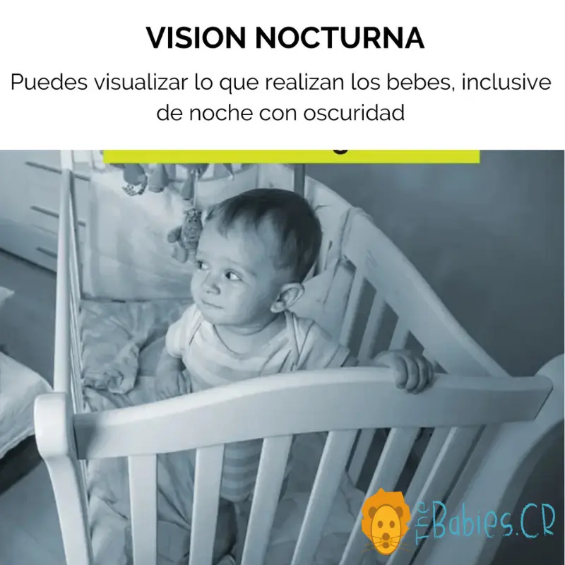 Monitor para bebé con visualización de temperatura ambiental, alertas de temperatura y modo ECO/VOX para aprovechar mejor la batería.