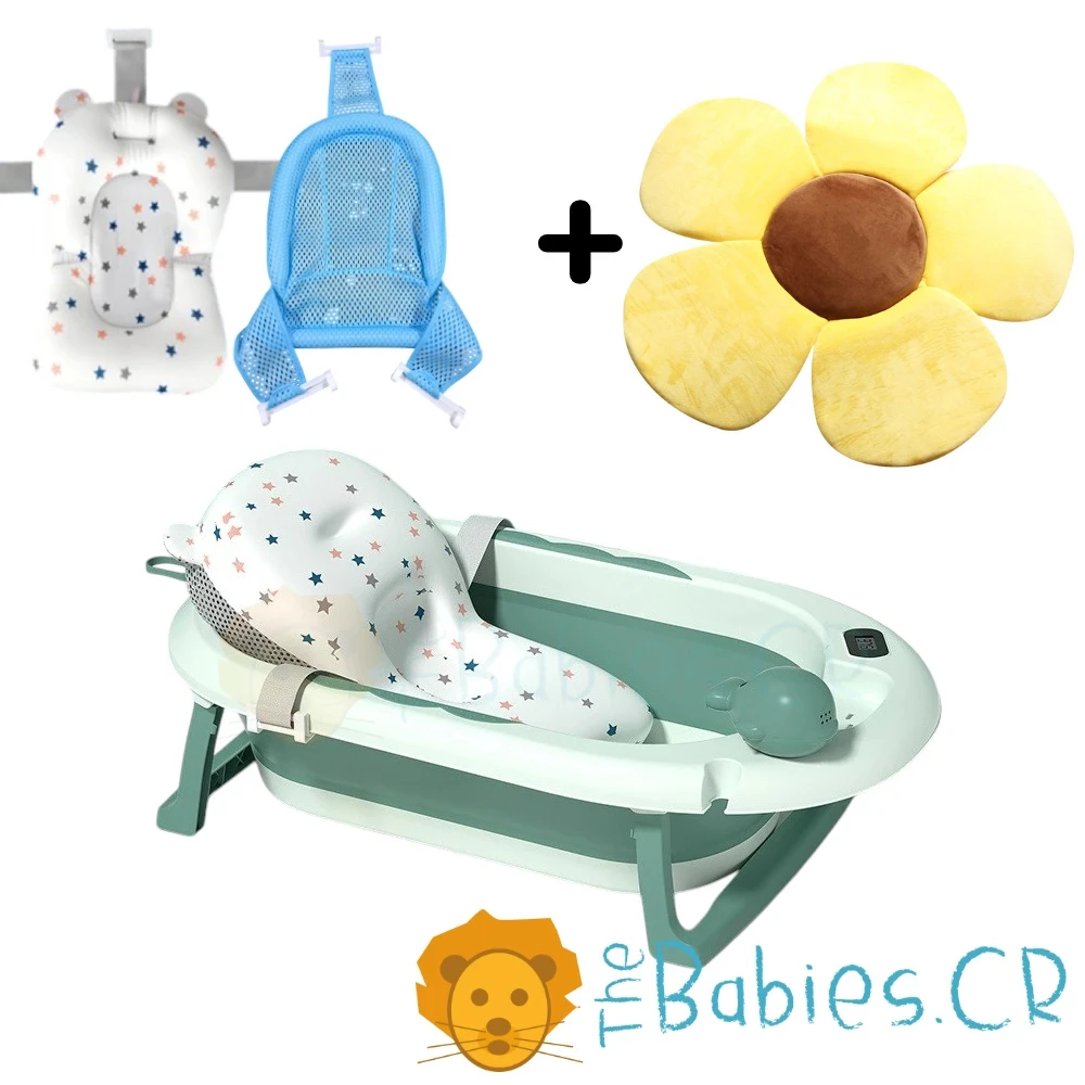 Combo Bañera / Tina verde plegable + Respaldo Flor